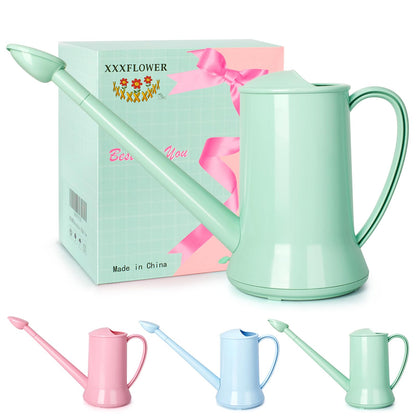 XXXFLOWER 1/2 Gallon Small Indoor Plant Watering Can, 2L Long Spout Removable Nozzle Flower Watering Pot for Office House Indoor Garden（Green, 67 oz）