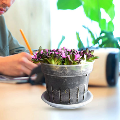 Toddmomy Slotted Orchid Pot with Tray 7.20X7.20X5.94In Clear Plastic Flower Pot for Indoor Gardening and Nursery Plants with Ventilation Holes