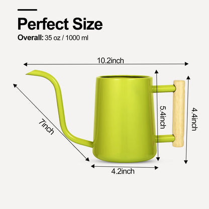 Watering Can Indoor Plants, 35 oz/1000 ml Metal Stainless Steel Watering Can Pot with Long Spout for Indoor House Plants Bonsai Outdoor Garden Flower Decorative (Bright Green)