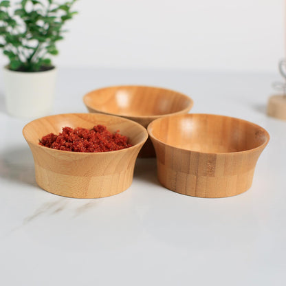 ZTHapwa Small Bamboo Wooden Bowls, 3.4 OZ Salsa Bowls for Side Dishes/Dipping Sauce, Hand Carved Kitchen Prep Bowl for Salt/Condiments, Charcuterie Board Accessories 4 Pcs