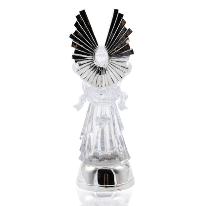 DRomance 14" Angel Snow Globe Lantern Battery Operated with 6 Hour Timer Color Changing LED Light Trumpet Angel Swirling Glitter Water Lamp Thanksgiving Christmas Holiday Decor Gift