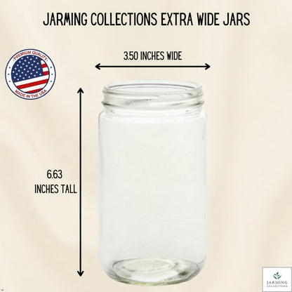 JARMING COLLECTIONS 32oz Extra Wide Mouth Glass Storage Jar with BPA-Free Plastic Lid – Quart Size Airtight Mason Jar for Kitchen, Pantry, and Food Storage (Set of 2)