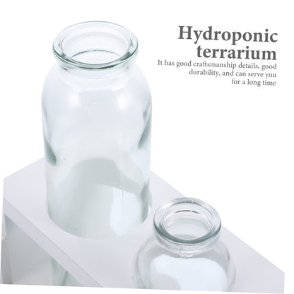 VICASKY Glass Terrarium Vase with Wooden Stand for Hydroponic Plants Modern Desktop Decoration Indoor Water Planter for Flower Arrangements Stylish Home Decor