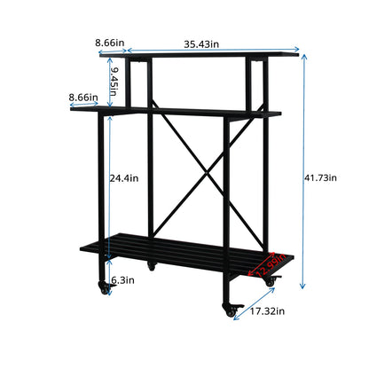 Zhongma 3 Tier Sturdy Plant Stand with Wheels, Heavy Duty Plant Holder for Home Indoor and Outdoor, L35.43 xW17.32 x H41.73 inch
