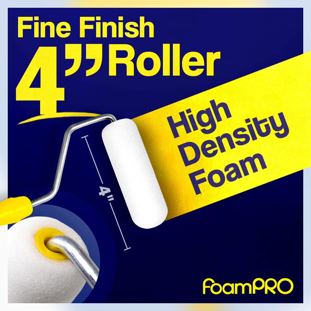 FoamPRO 163-P, 165-5 | 4” Fine Finish Foam Roller Refills (5 Pack) | Foam Paint Roller Covers | Home Painting Supplies & Paint Tools