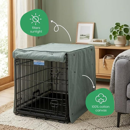 Molly Mutt Quiet Light Dog Crate Cover, GOTS-Certified 100% Organic Cotton Canvas Cover for Dog or Puppy Kennel and Cage, Washable, Free of Harmful Chemicals, Small, Fits 24"x18"x21" Crate
