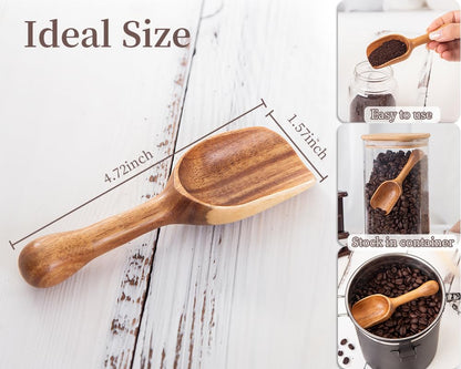 LEBAMI Wooden Coffee Scoop for Ground Coffee,4pcs Coffee Measuring Scooper for Beans Powder Tea Shovel,Small Wood Spoons Multipurpose for Jars Canisters,Kitchen Spice Pepper Condiment Powder Shovel