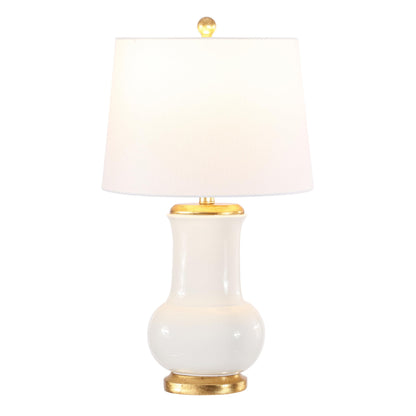 SAFAVIEH Lighting - Emberson 25-Inch Ceramic Table Lamp - Ivory & Gold - Contemporary Sculpted Body Design - Ideal for Living Room, Bedroom - LED Bulb Included (TBL4414A)