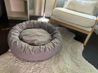 Organic Cotton Canvas Dog Bed: Removable Cover, Natural Fill - Made in USA (Blue Gray, Large 35" x 8" inches)