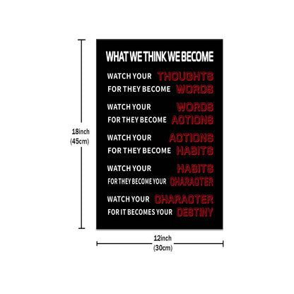 Motivational Canvas Wall Art for Office Inspirational Entrepreneur Quote Watch Yourself Poster Print Positive Picture Painting Decoration for Living Room Classroom Ready to Hang [12''W x 18''H]