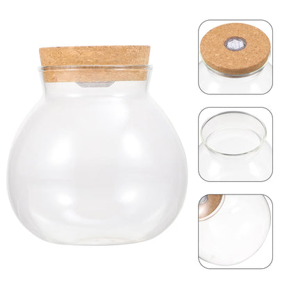 Glass Favor Jar Glass Bottles with Cork Lid and LED Light Plant Terrarium Display for DIY Wedding Party Mason Jars Crafts Christmas Decoration