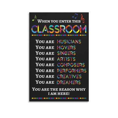 LINWDSB Teacher Wall Art Decor Poster Signs,Music Room, When You Enter This Classroom You Are Musicians Unframed, Music Classroom Supplies Unframe style-9 16x24inch(40x60cm)