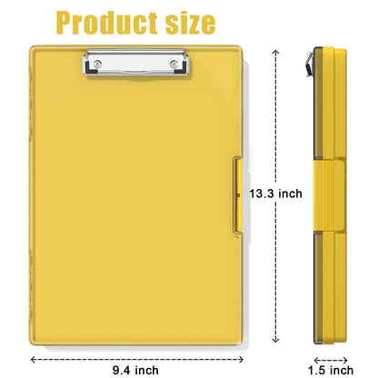 Hongri Clipboard with Storage, Yellow 8.5 x 11 Folder Nursing Side Opening, Heavy Duty with Dual Compartment, Smooth Writing for Teachers, Classroom, Size 13.3 x 9.4 x 1.5 in, Office & School Supplies