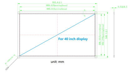 DeYoWo 40 Inch 10 Points Interactive Infrared IR Touch Screen Overlay Frame Free Driver, Design for Touch TV, Touch Monitor, Interactive White Board, Touch Kiosks and Digital Signage