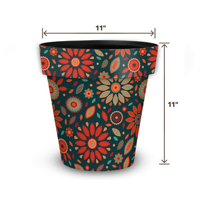 Briarwood Lane Orange and Teal Medium Floral Planter