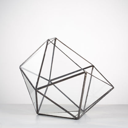 NCYP Opened Geometric Glass Terrarium, 6.69" Bowl Shape Planter for Succulent Plant Cacti, Indoor Balcony Irregular Decor, Garden Miniature Pot, Tabletop Centerpiece (No Plants)