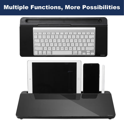 TSJ OFFICE Desktop Whiteboard Dry-Erase-Board - Computer Keyboard Stand White Board Surface Pad with Drawer, Desk Organizers with Accessories for Office, Home, School Supplies - Complete Black