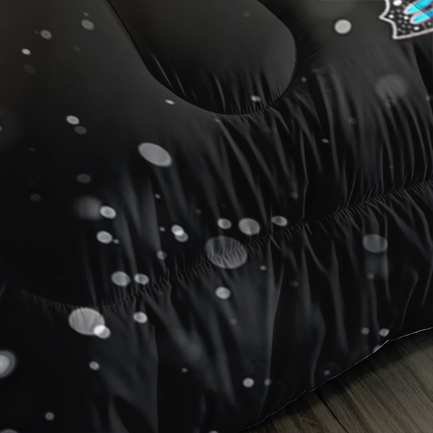 Tuzaovy Skull Bedding Set Queen Size,Goth Bedding Sets Queen with Comforter,Skull Comforter Set,Rose Comforter Halloween Skull Bed Comforter,Black Bedding Skull Quilt