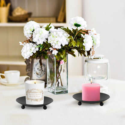 Biugaaufai 15 Pack Candle Holder Plate, Iron Plate Candle Holders, 4.33" D x 0.78" H, Matte Black, Perfect for LED & Wax Candles, Weddings, Home Decor