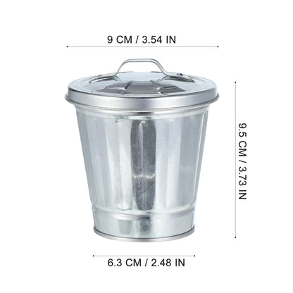 12Pcs Small Desk Trash Can with Lid | 9 x 9.5 x 6.5 cm | Galvanized Steel | Multifunctional Organizer | Pen Holder for Desk | Small Ashtray with Lid | Trash Bin Candy Party Favors | Mini Flower Pot