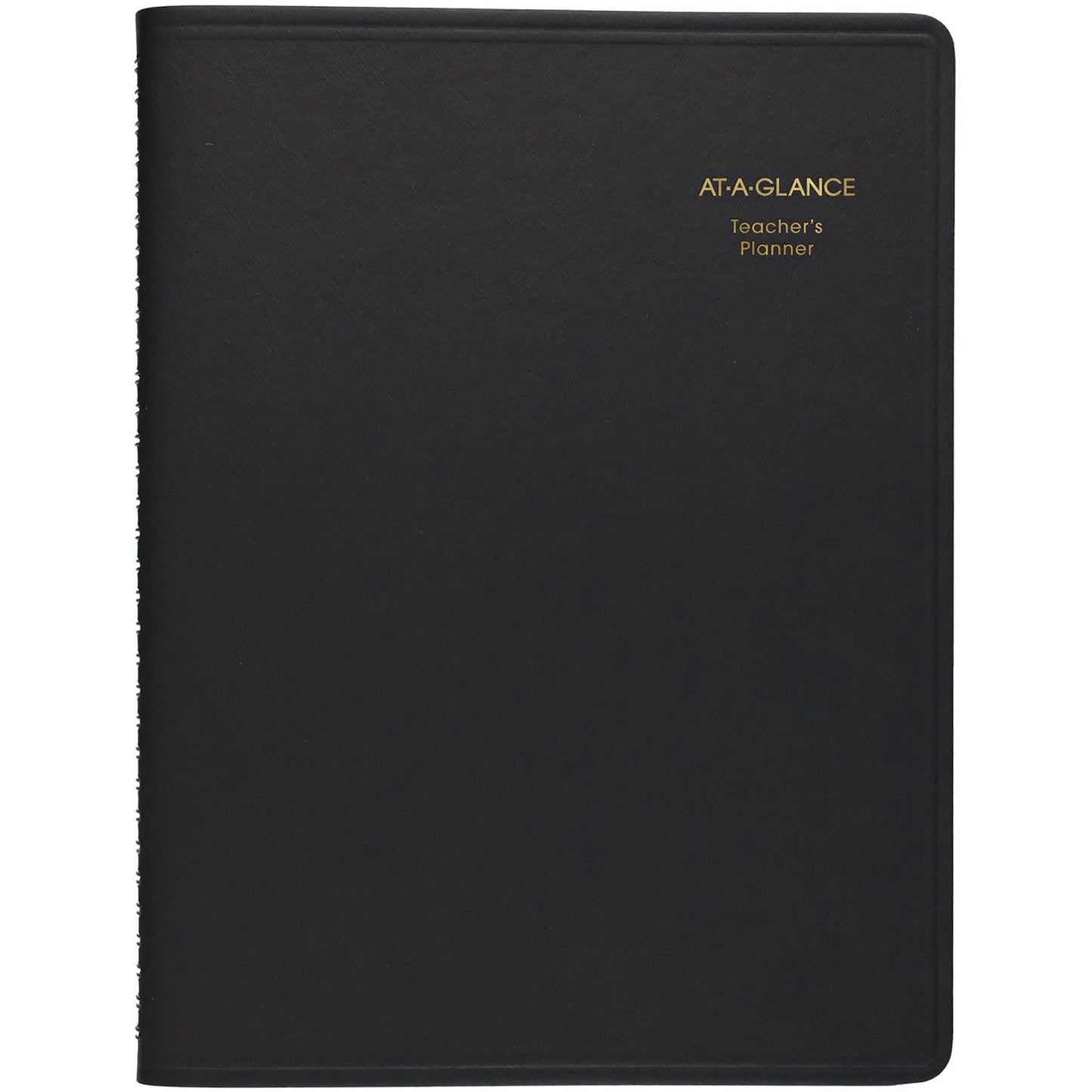 AT-A-Glance Teacher Planner, 8-1/4" x 10-7/8", Undated Weekly & Daily Planner, Academic Lesson Plan Book for Family Homeschool Supplies, Agenda with Twin-Wire Binding, Black Leather (8015505)