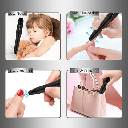 Portable Electric Nail Drill File Machine with Acrylic Nail Kit Set Professional 20000rpm Manicure Pedicure with Sanding Bands Brush for Nail Art Gel Nail Polish Tips Clippers