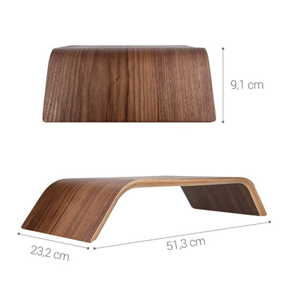 kalibri Wood Monitor Stand Riser - Computer Desk Holder Desktop Dock Wooden Mount Display for PC TV Screen Notebook Laptop - Walnut