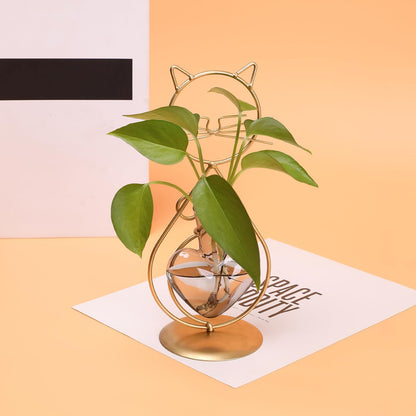 Plant Terrarium Plants Propagation Station Cat Lover Gifts for Women Home Office Decor Cat Desk Accessories