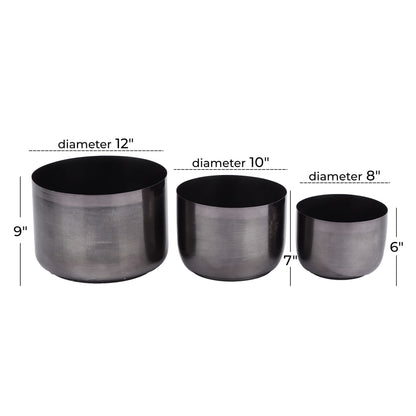 CosmoLiving by Cosmopolitan Metal Planter, Set of 3 9', 7', 6'H, Black