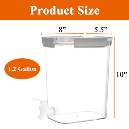 Elsjoy 1.2 Gallon Plastic Drink Dispenser with Spigot, Cold Beverage Dispenser Fridge Drink Container for Iced Tea, Lemonade, Coffee