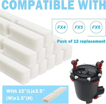 Fx4 Foam Filter Pads Replacement Compatible with Fluval FX5 / FX6 Canister Filter, Aquarium Bio Sponge Foam Filter Pads (6 Packs)