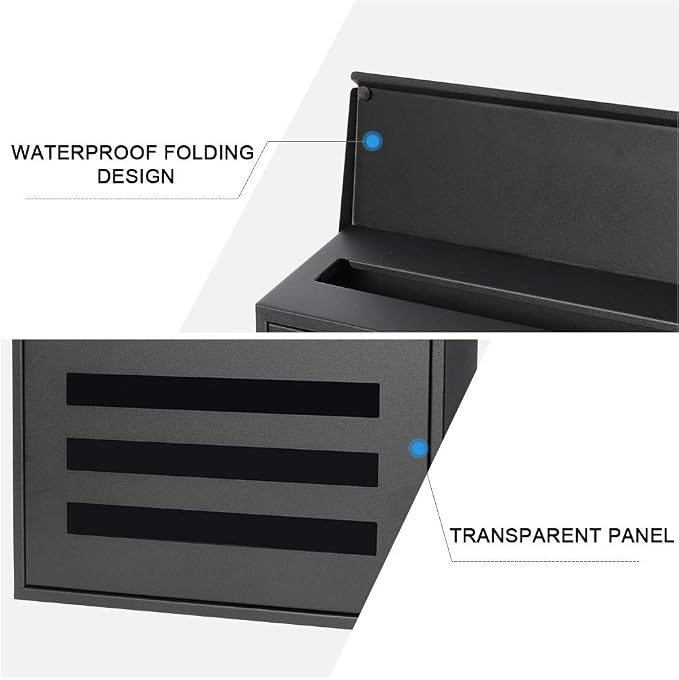 Locking Mailbox Wall Mounted Vertical mailboxes with Key Lock Large Capacity Steel Cover Metal Postbox for House Home Outside,Key Lock Drop Box with Galvanized Cover,13.6 x 12.8 x 4.3Inch
