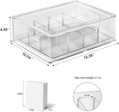 Trading Card Storage Box – Clear Large Card Organizer Holds 6400 Cards with Foam Inserts Blocks – Display Case for TCG, MTG & Sports Cards(2-Pack)