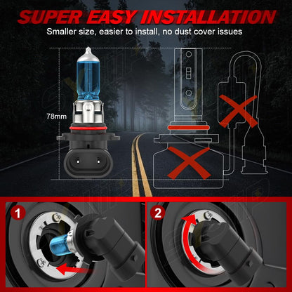SYJIIP Halogen Headlight Bulbs 9005 H11, 6000K White, 300% Brightness, 4-Pack for Chevy Traverse 2009-2012