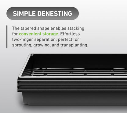 Yield Lab 10x20 Inch Black Plastic 10 Pack Plant Propagation Tray – Growing Trays for Garden, Planting, Seedling, Soil & Hydroponic Horticulture - Microgreen Trays Grow Plants - No Drain Holes
