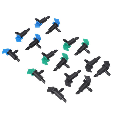SundiooK Adjustable Flow Garden Drip Emitters, PE Plastic Irrigation Drippers with Shut-Off Valve, Fits 4/7mm Tubing for Plant Watering, 60 or 300 Packs