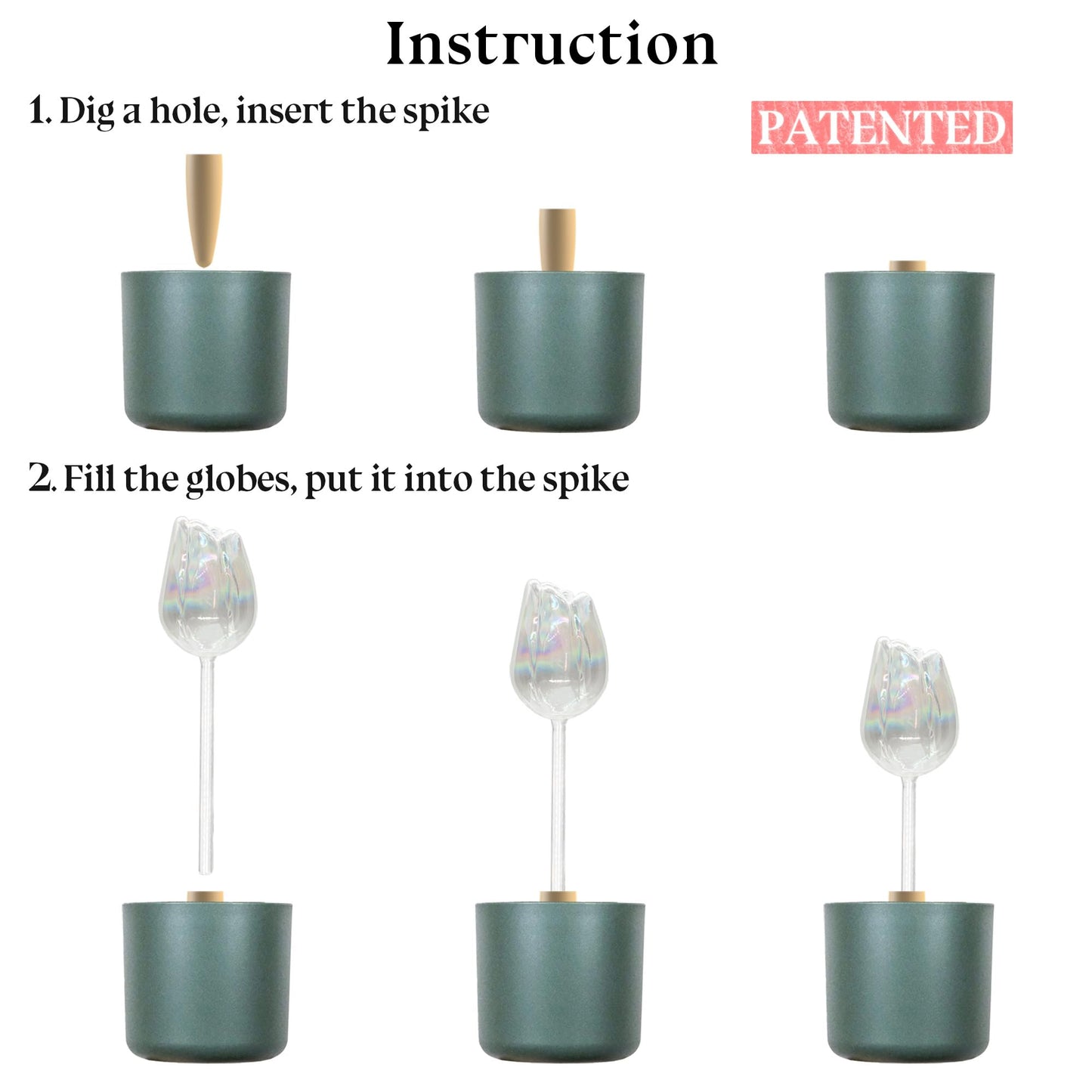 HyJeryty Non-Clogging Iridescent 3 Pack Tulip Plant Watering Globes with Terracotta Spikes, Hand Blown Glass Self Watering Planter Insert Plant Watering Devices Bulbs for Indoor and Outdoor Plants