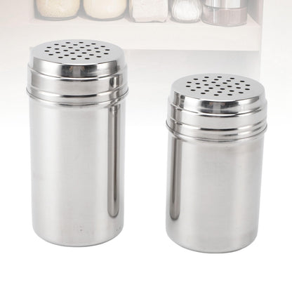 Condiment Shaker, 2PCS 304 Stainless Steel Adjustable Pour Holes Seasoning Dispenser Container Restaurant Organizing Cup for Kitchen Barbecue Camping (Type 2)