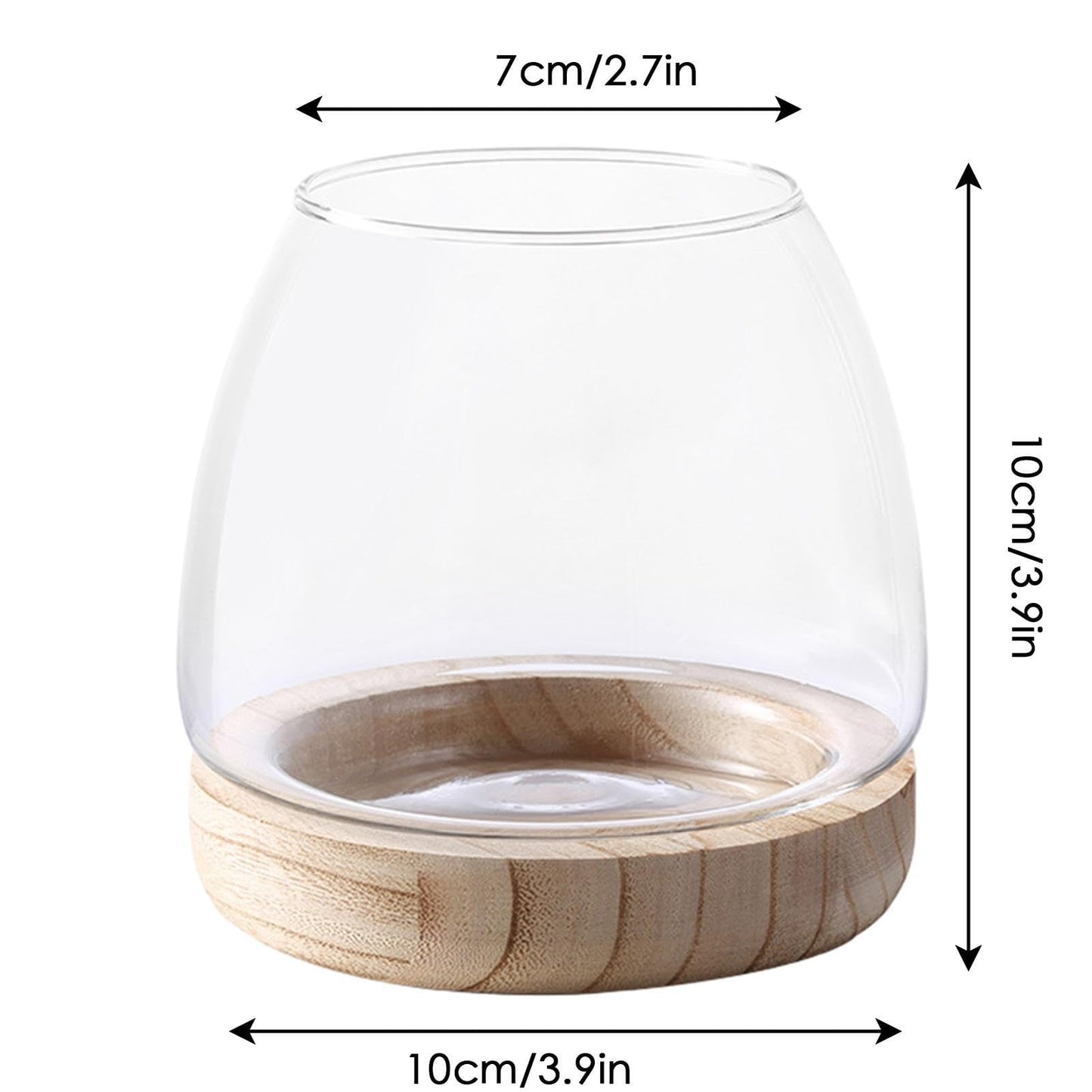Hydroponic Vase - Durablee Hydroponic Plant Vase, Transparent Glass Fish Bowl Vase with Wooden Support | Wide Mouth Terrarium Flower Vase, Glass Hydroponic Planter Clear Fish Bowl for Home Decoration