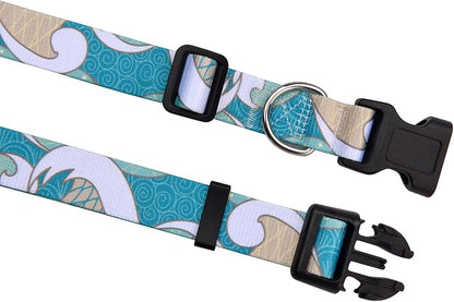 MarukoPet Dog Collar, Adjustable for Small Medium Large Dogs Puppy, Cute Design with Bohemia Floral Tribal Geometric Patterns Boys Girls Dog Collar(Sea Wave-XS)