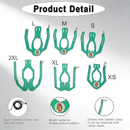 Adjustable Bird Harness & Leash Set for Small Birds,FitsBudgie,Parakeets, Conures, Cockatiels,Green Cheek,Quaker Parrots(Green, 2XL) Z6350-14