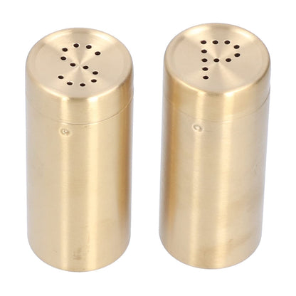 Salt Seasoning Bottle 2 Pcs Condiment Pots, Stainless Steel Jar Shakers Kitchen Container Tool, 1.5x1.5x3.4in 6.8oz Seasoning Shaker for Salt Cinnamon (Gold)