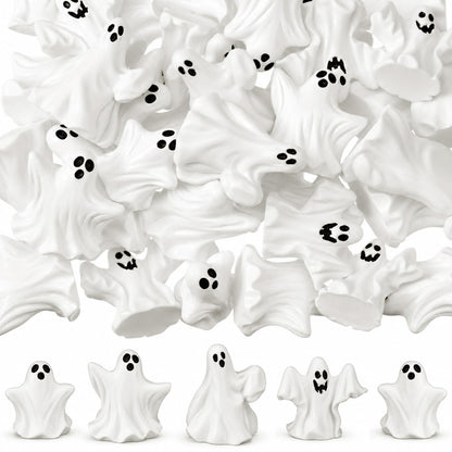 Thyle 60 Pcs Halloween Mini Ghosts Figurines, Cute Resin Ghosts Decorations, Spooky Tiny Sculptures for Halloween Tiered Tray Decor Party Favors Dollhouse Micro Home Tabletop Ornament (Boo Ghost)