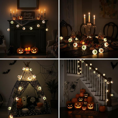 Halloween Eyeball Lantern Lights,8.5ft Eyeball String Lights with 10 LED Lantern Light,Waterproof Halloween Eye Lights for House, Garden, Yard, Window, Porch Party Decor