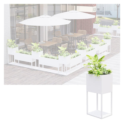 YJEUZCD Metal Tall Long Planter Box, Outdoor Indoor Floor Standing Flower Box Partition, Commercial Patio Porch Removable Partition Divider(White,40x80cm/15.7x31.4in)