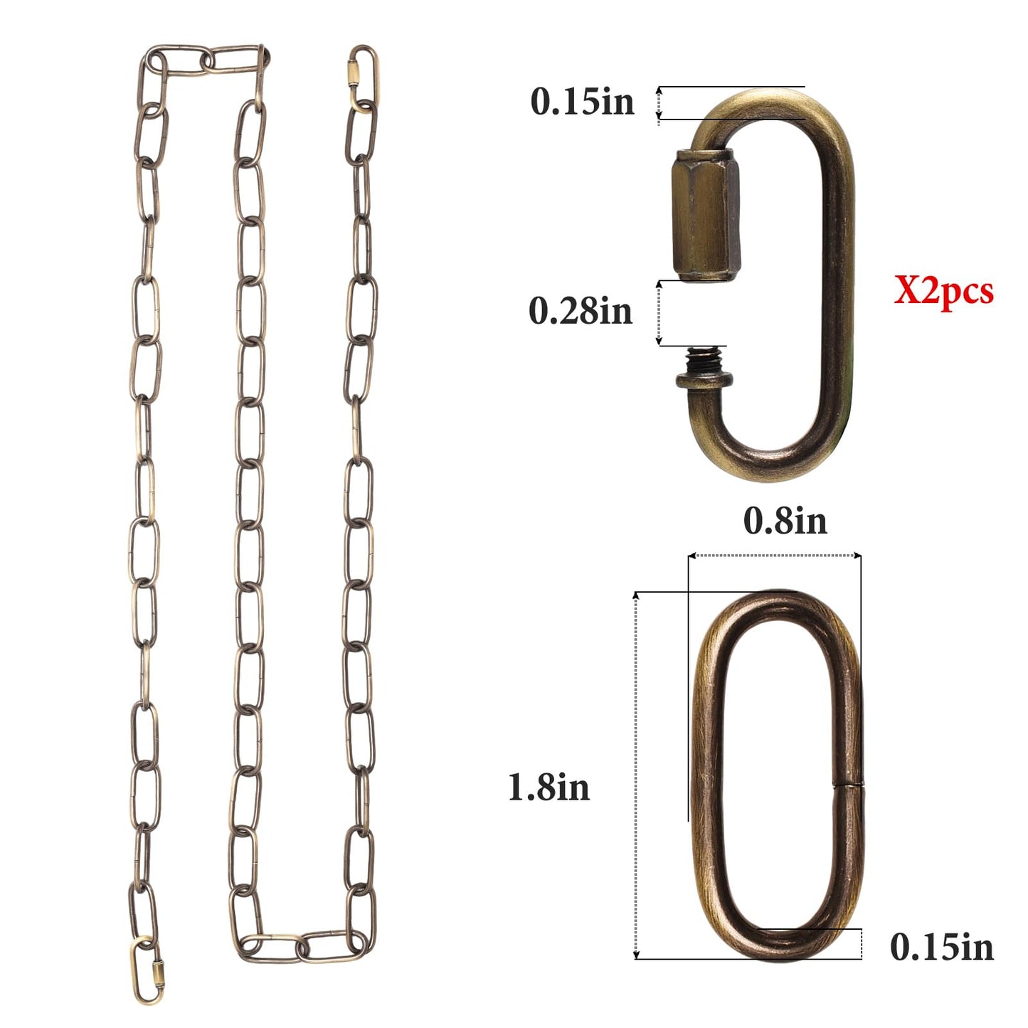 Chandelier Chain 6/10/15 Feet SANGLE SOPFFY Light Fixture Chain for Chandelier or Swag Light Fixtures,Lighting Chain Extension with Link Locks, Plant Hanging Chain(Bronze, 6 Feet)