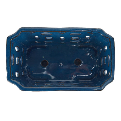 W&W Orchid Pot with Holes and Saucer for Repotting, Blue, 9.7 Inch