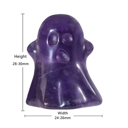 Rockcloud 2 PCS Crystal Stone Amethyst Ghost Pocket Stones Halloween Figurine Ghost Statue Ornament Party Decoration Supplies