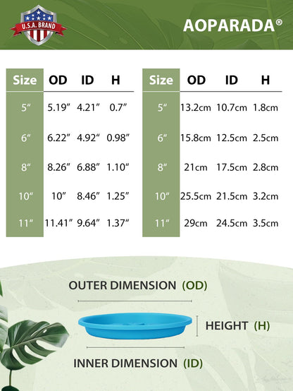 Aoparada® 10 Inch Plant Saucers (4-Pack) - Tulip-Design Leak-Proof Trays for Small Pots - Protect Surfaces & Nurture Plants - Heavy-Duty for Indoor/Outdoor(Blue)