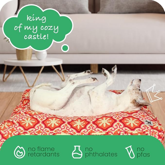 Molly Mutt Medium to Large Dog Bed Cover - Papillon Print - Measures 27”x36”x5’’ - 100% Cotton - Durable - Breathable - Sustainable - Machine Washable Dog Bed Cover